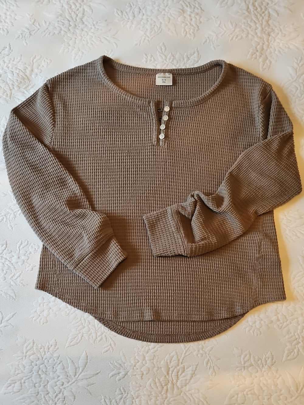 abercrombie kids Taupe Waffle Henley Sweater